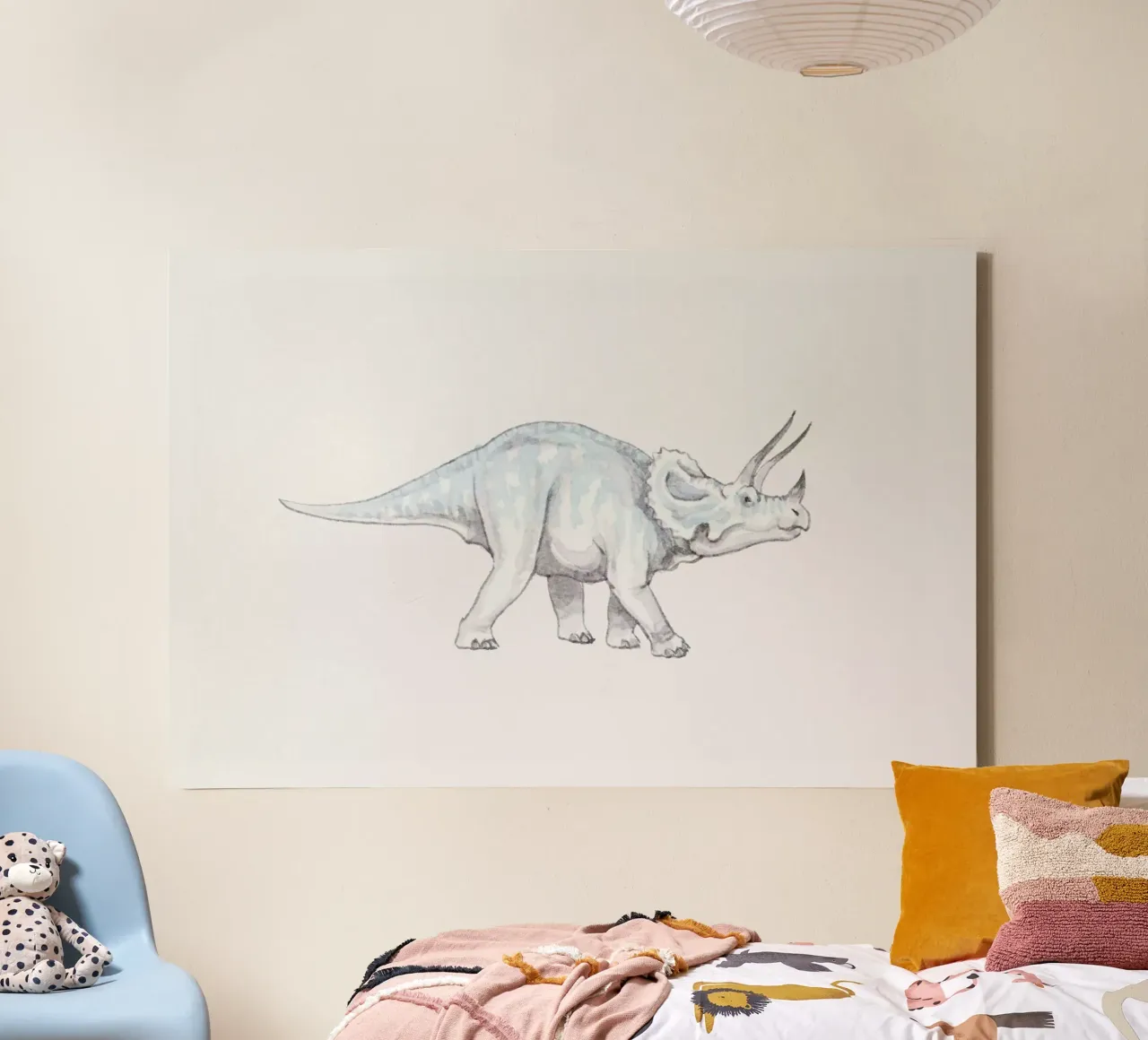 Pastel Triceratops canvas by Flora & Fauna