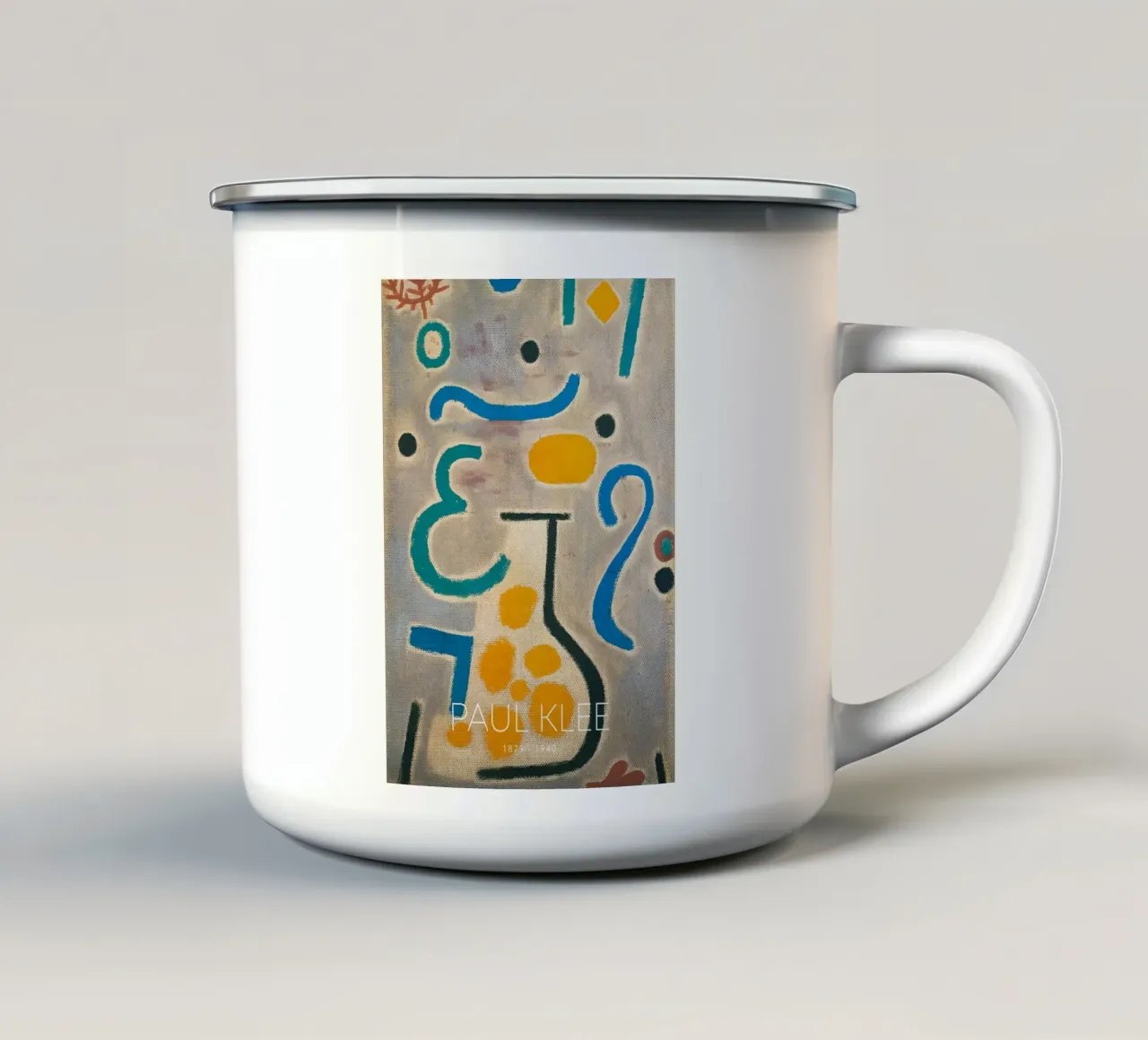 Paul Klee De Vaas - Abstracte Bauhaus-kunstdruk emaille mok van NorwesClub