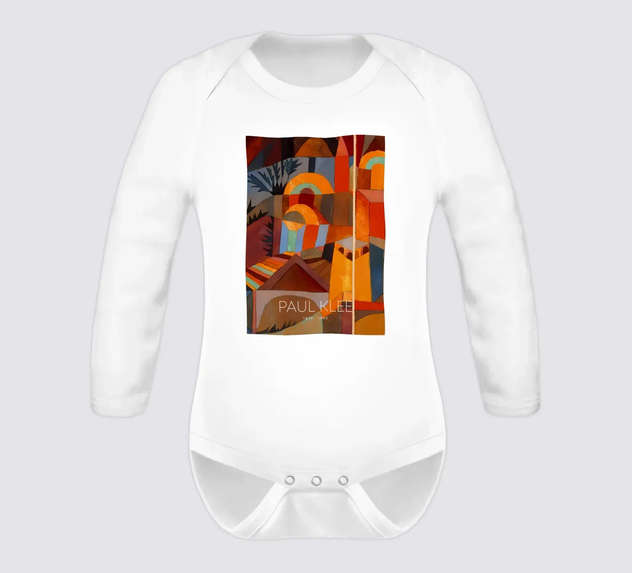 Paul Klee Abstract Cityscape - Bauhaus Print long-sleeve baby romper by NorwesClub