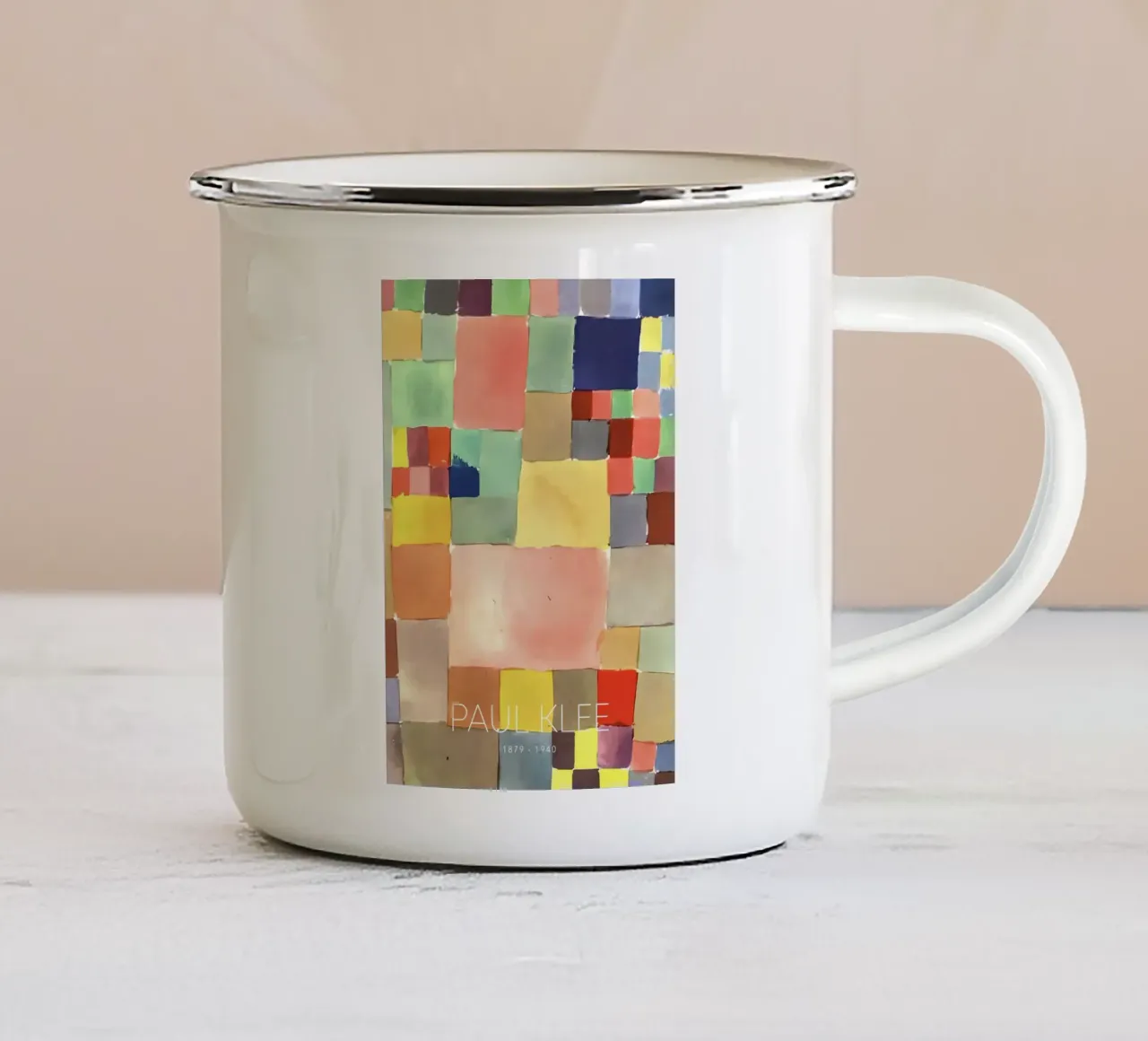 Paul Klee Color Squares - Bauhaus Abstract Print enamel mug by NorwesClub
