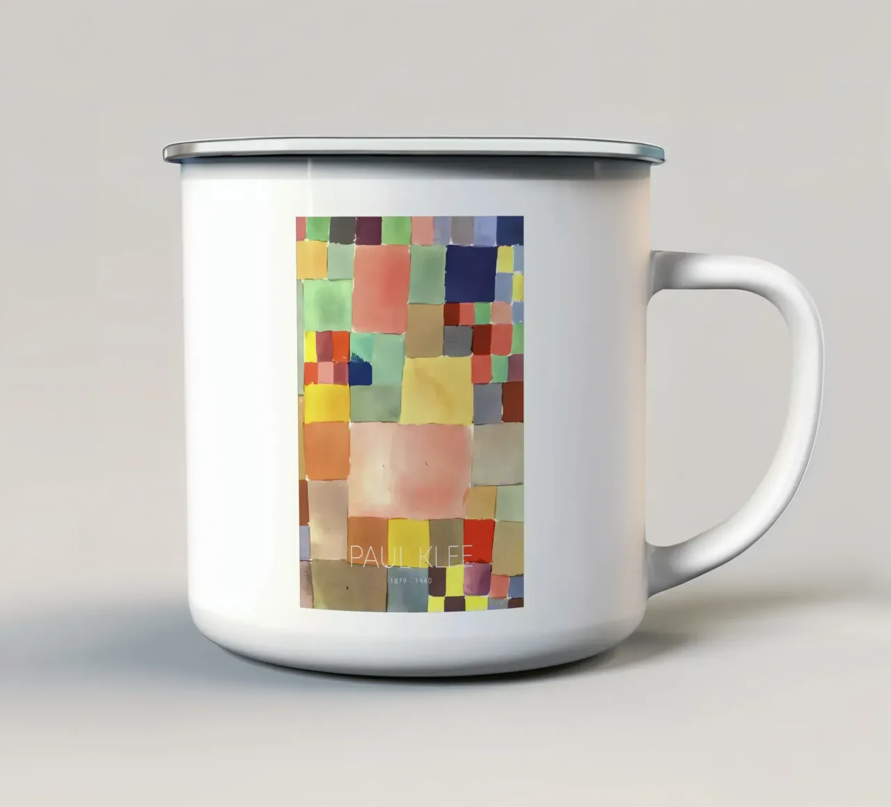 Paul Klee Color Squares - Bauhaus Abstract Print enamel mug by NorwesClub