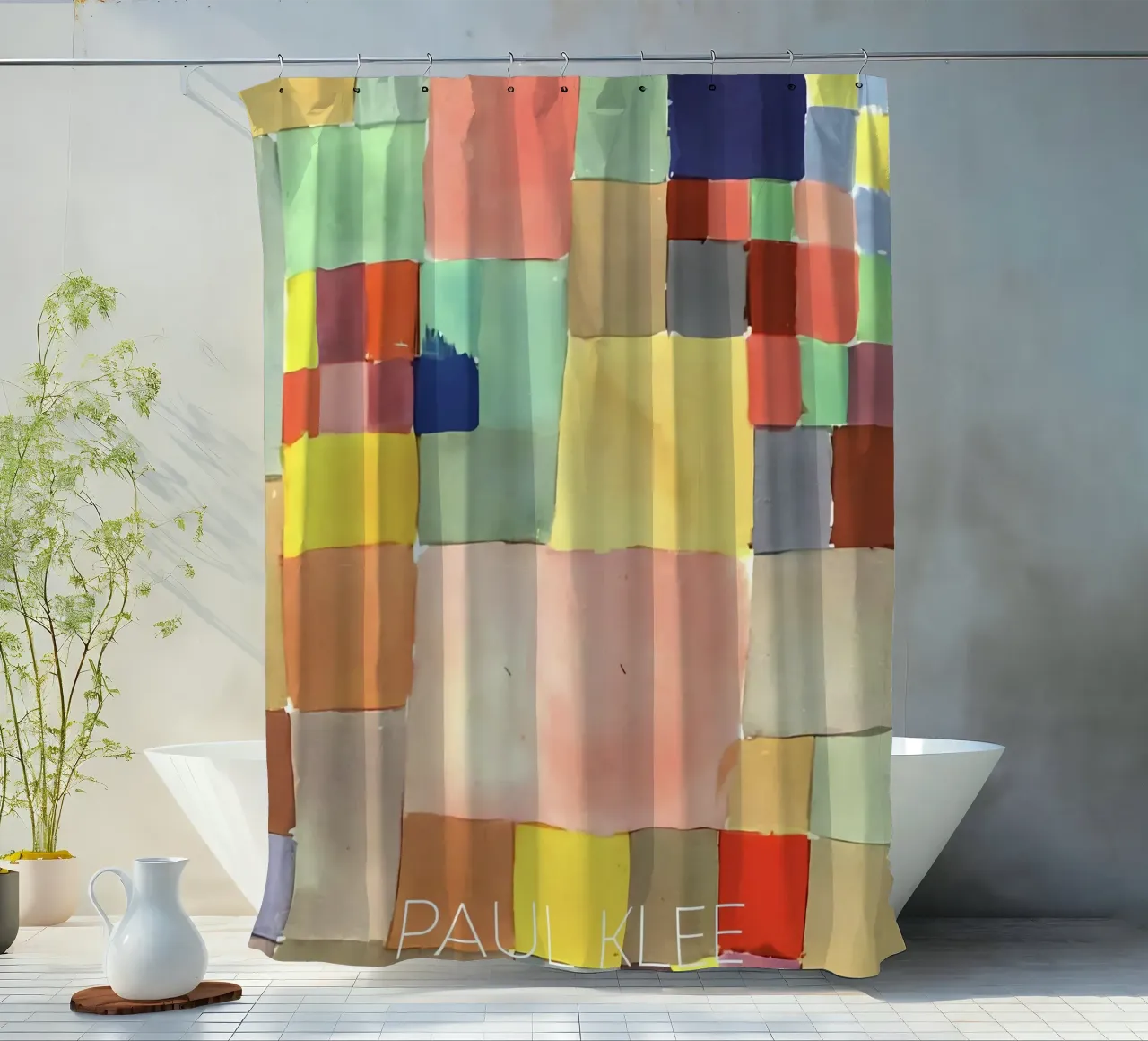 Paul Klee Color Squares - Bauhaus Abstract Print shower curtain by NorwesClub