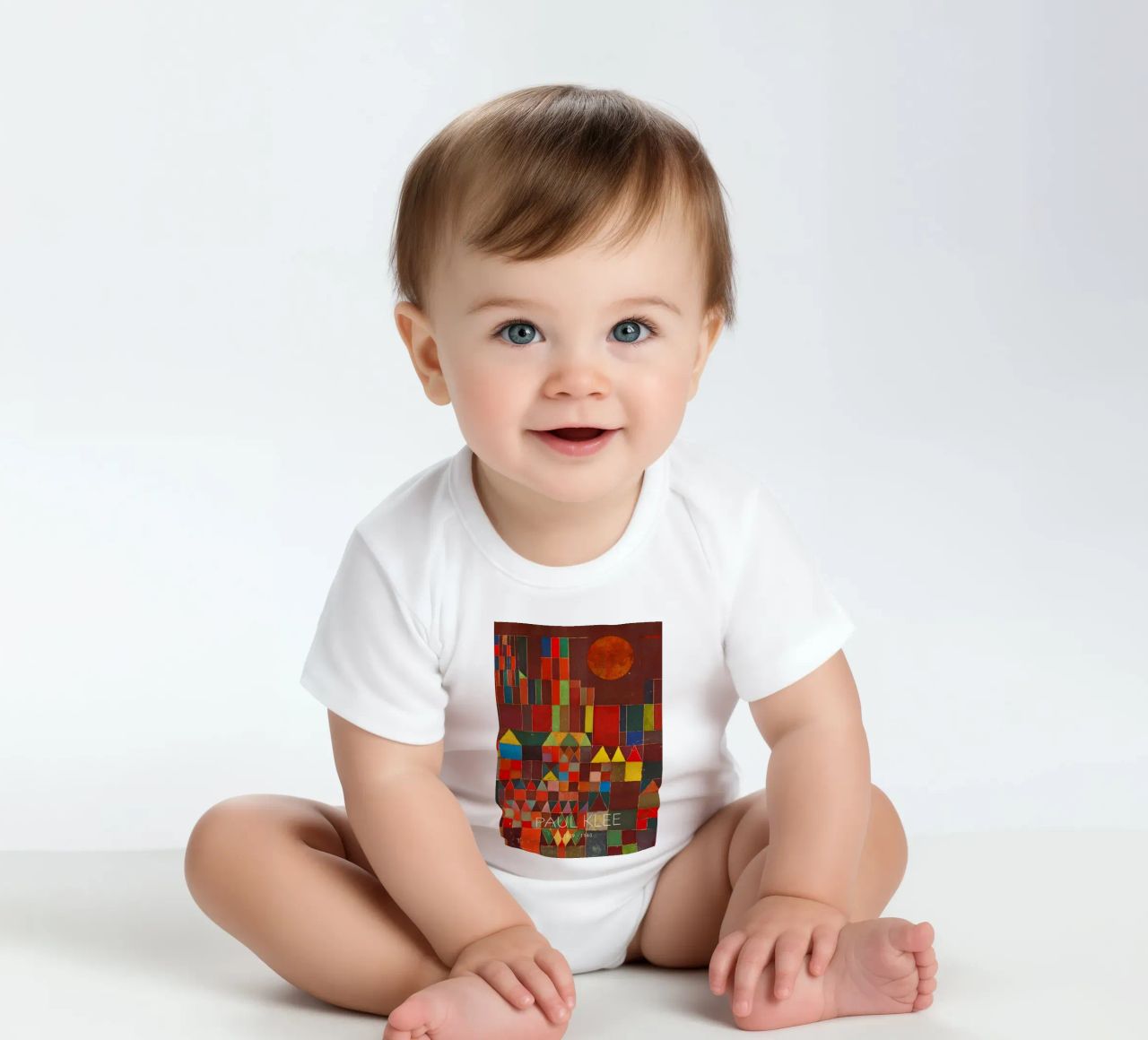 Paul Klee Abstract Village - Bauhaus Print short-sleeve baby romper by NorwesClub