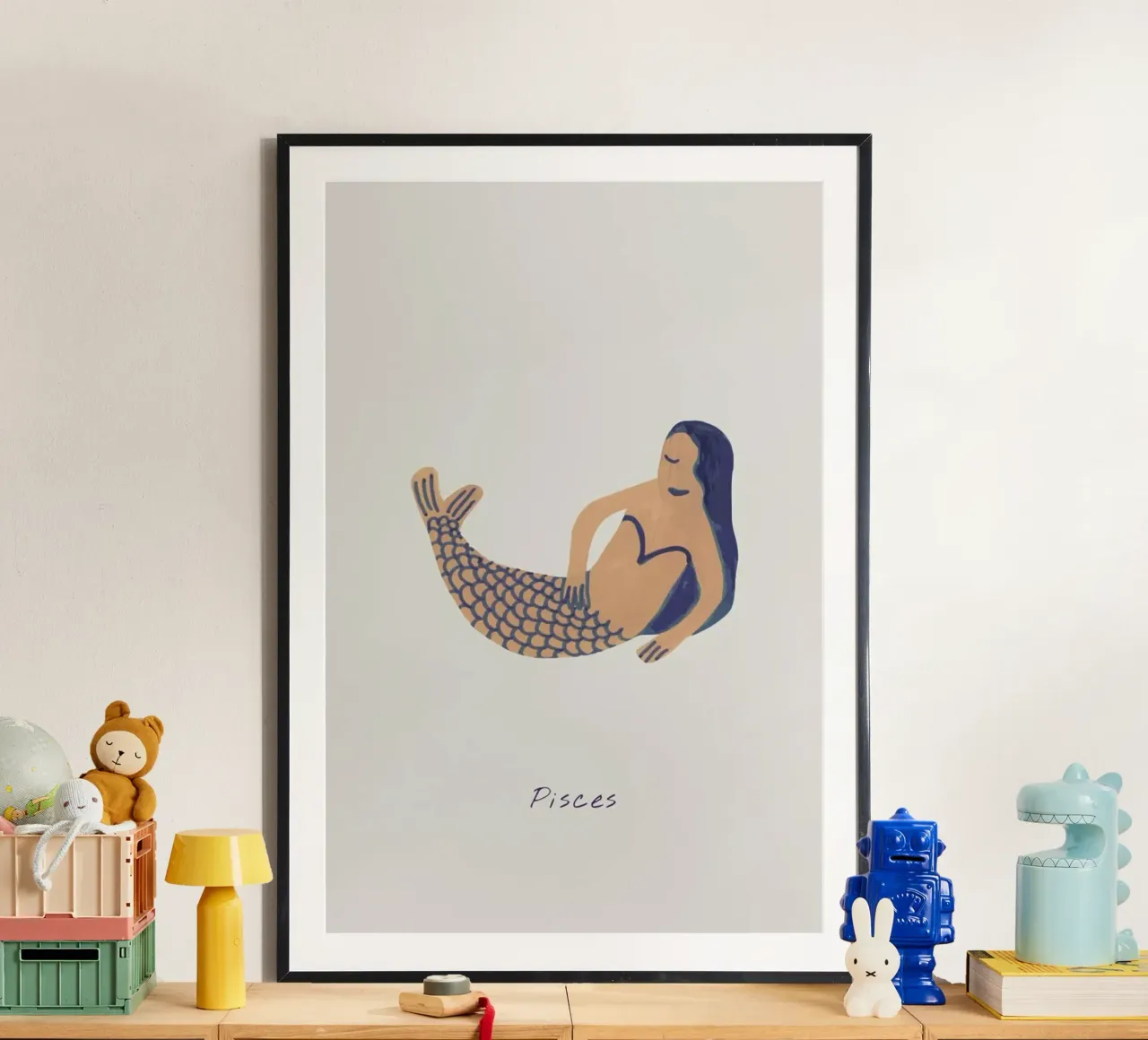 Pisces poster con telaio in alluminio da Little Flourishes