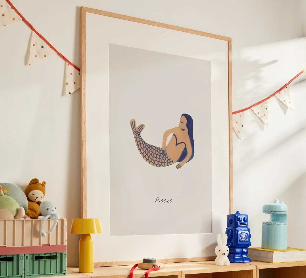 Pisces poster con telaio in alluminio da Little Flourishes