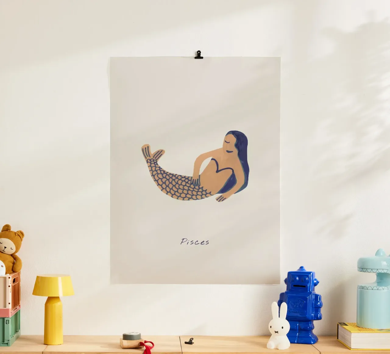 Pisces poster con telaio in alluminio da Little Flourishes