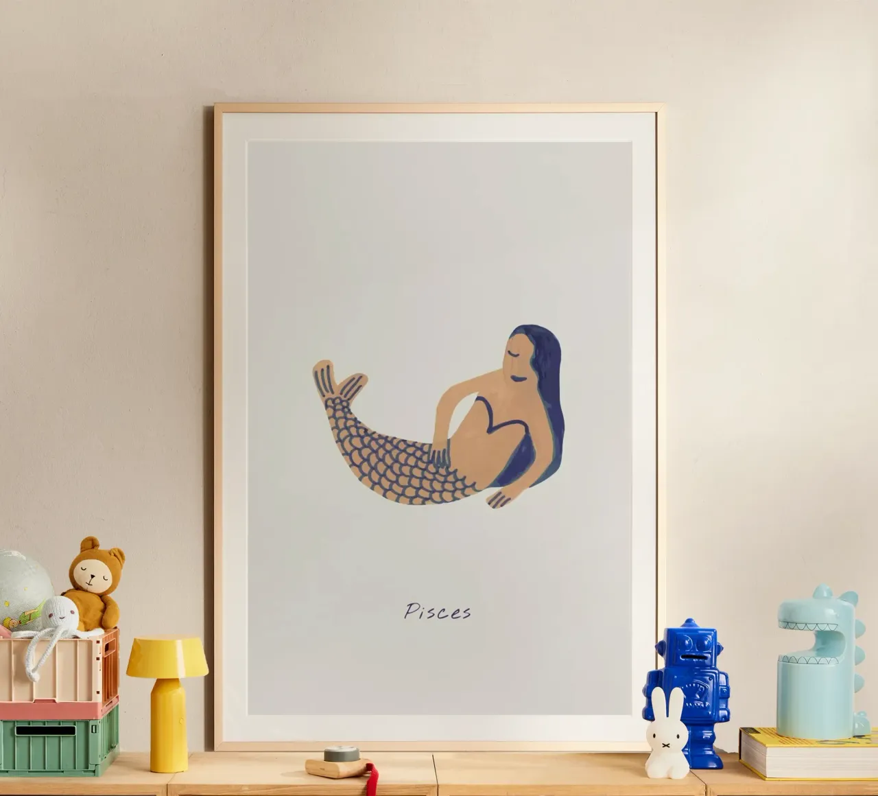 Pisces poster con telaio in alluminio da Little Flourishes