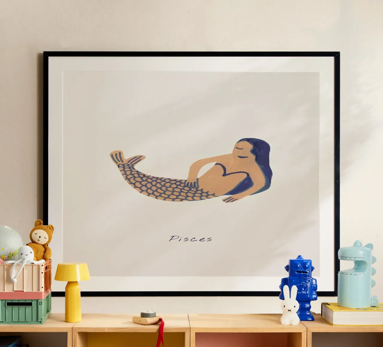 Pisces poster con telaio in alluminio da Little Flourishes