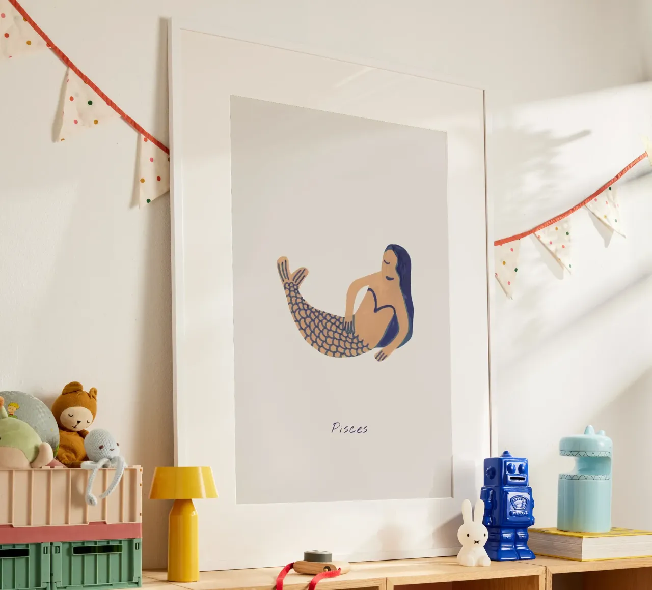 Pisces poster con telaio in alluminio da Little Flourishes