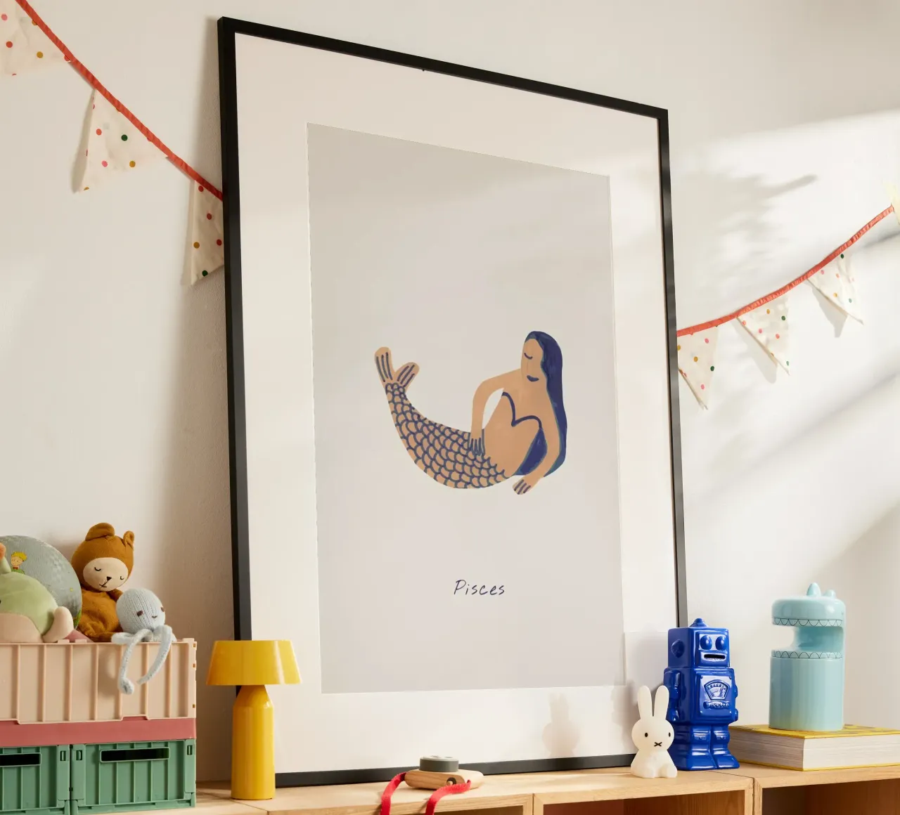 Pisces poster con telaio in alluminio da Little Flourishes