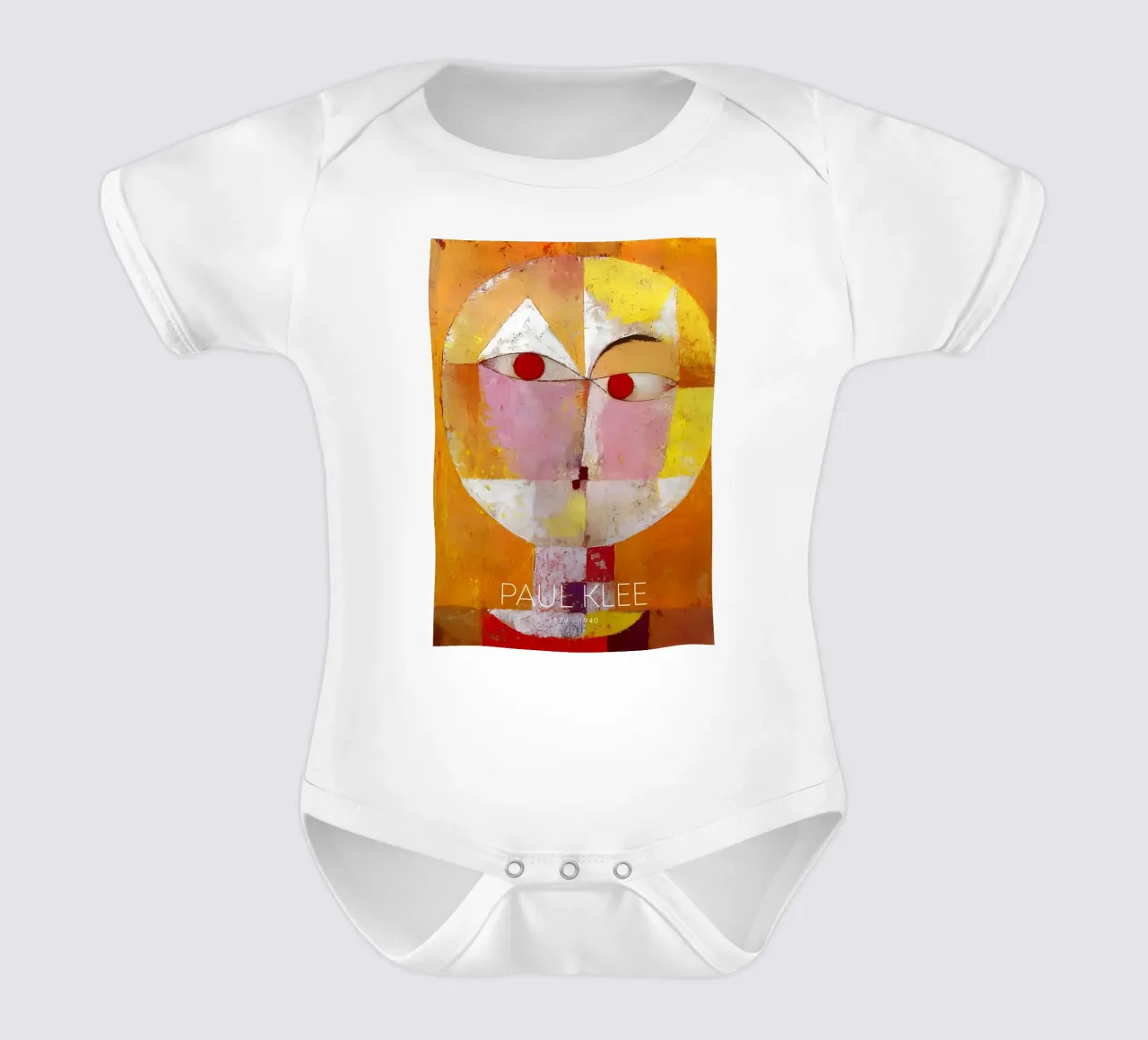 Paul Klee Senecio - Bauhaus Abstract Portrait short-sleeve baby romper by NorwesClub