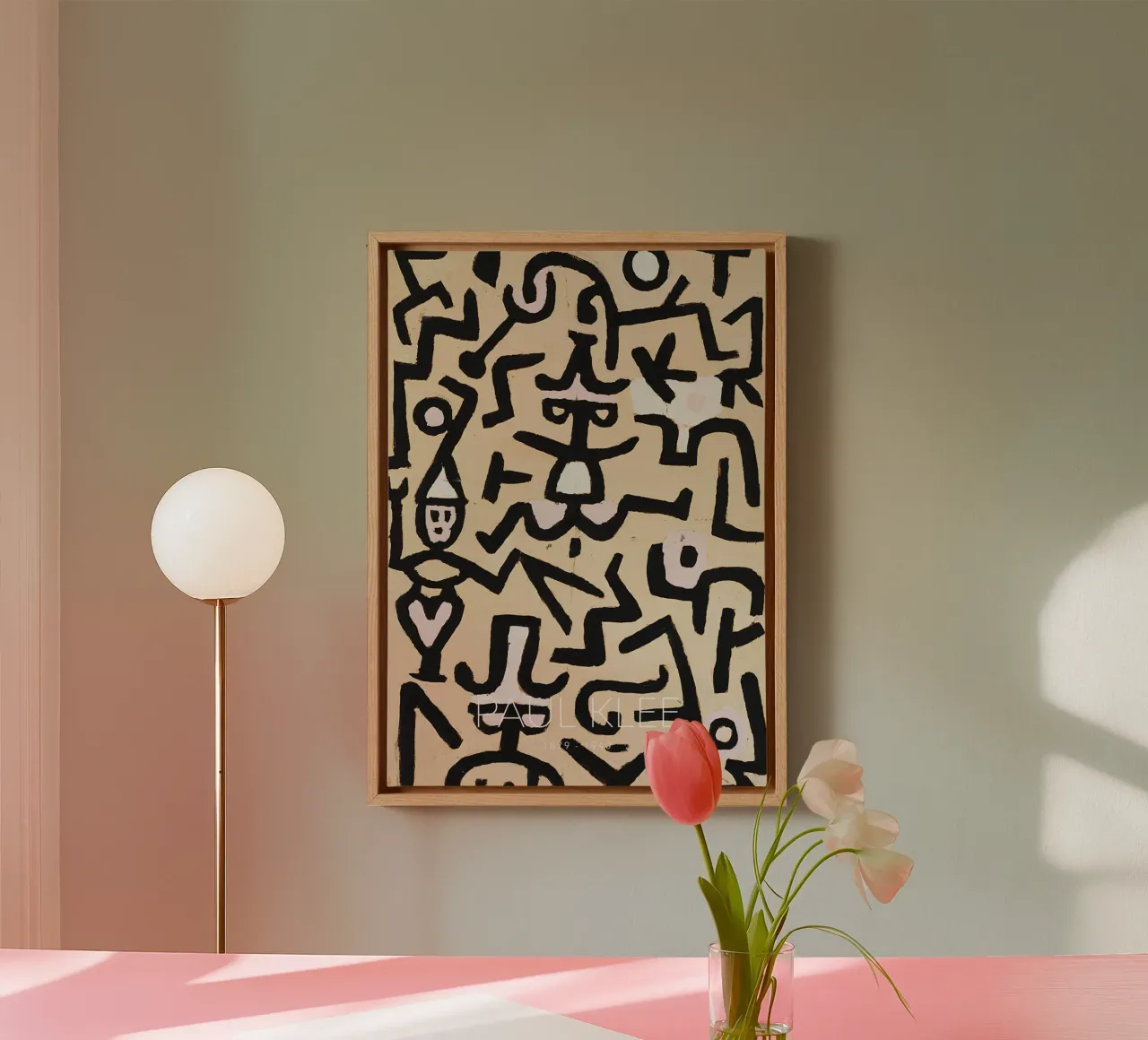 Paul Klee Abstract Figures - Bauhaus Linear Print canvas with Floater frame by NorwesClub