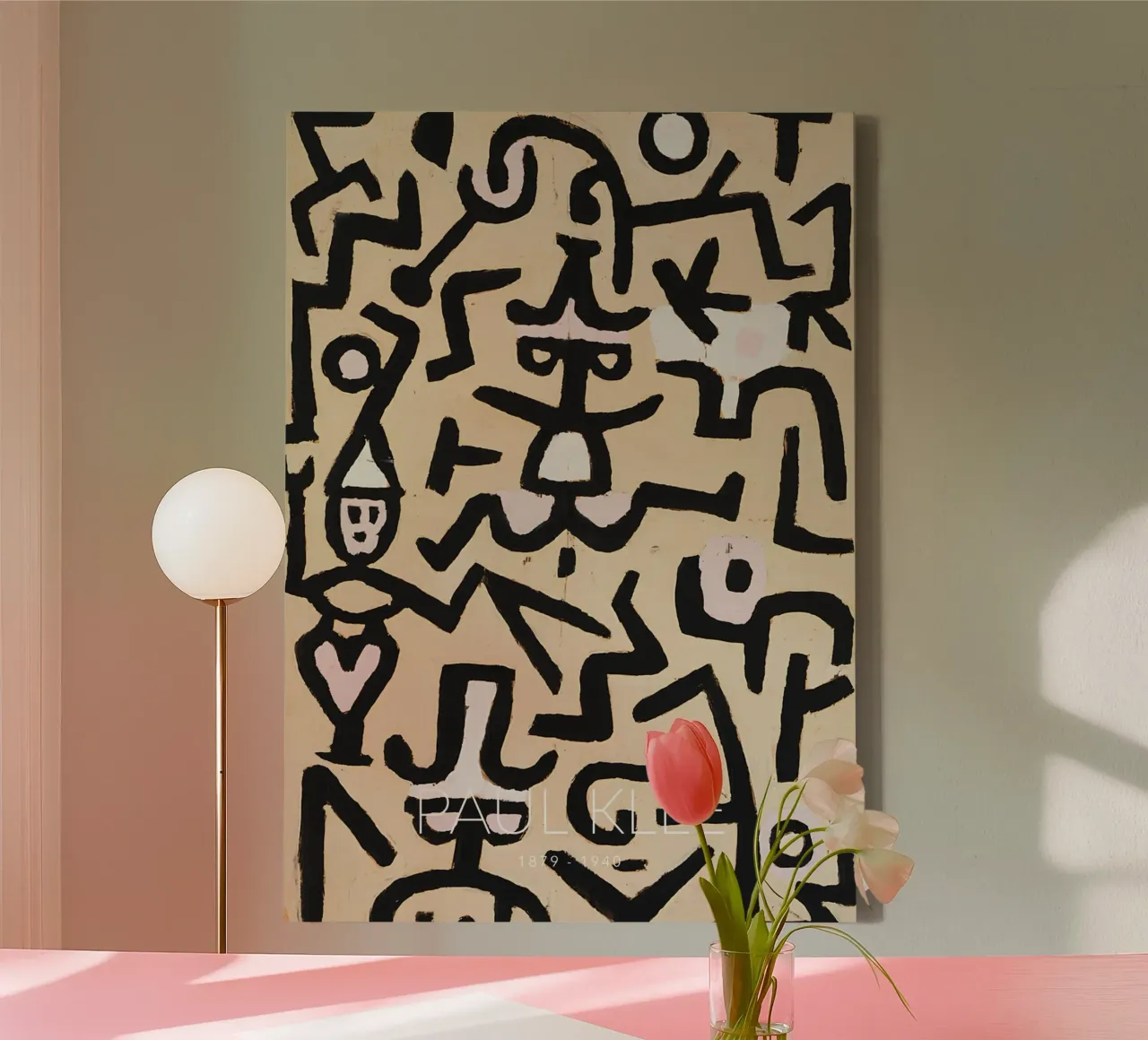 Paul Klee Abstract Figures - Bauhaus Linear Print canvas with Floater frame by NorwesClub