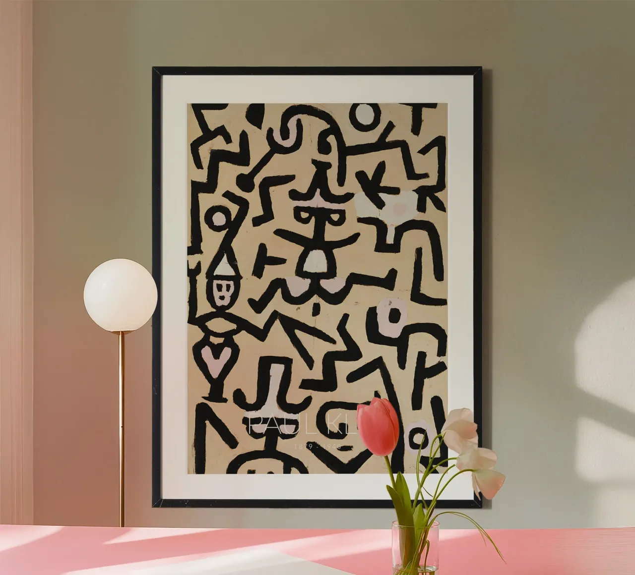 Paul Klee Abstrakte Figuren - Bauhaus Linear Print Poster mit Aluminium Rahmen von NorwesClub