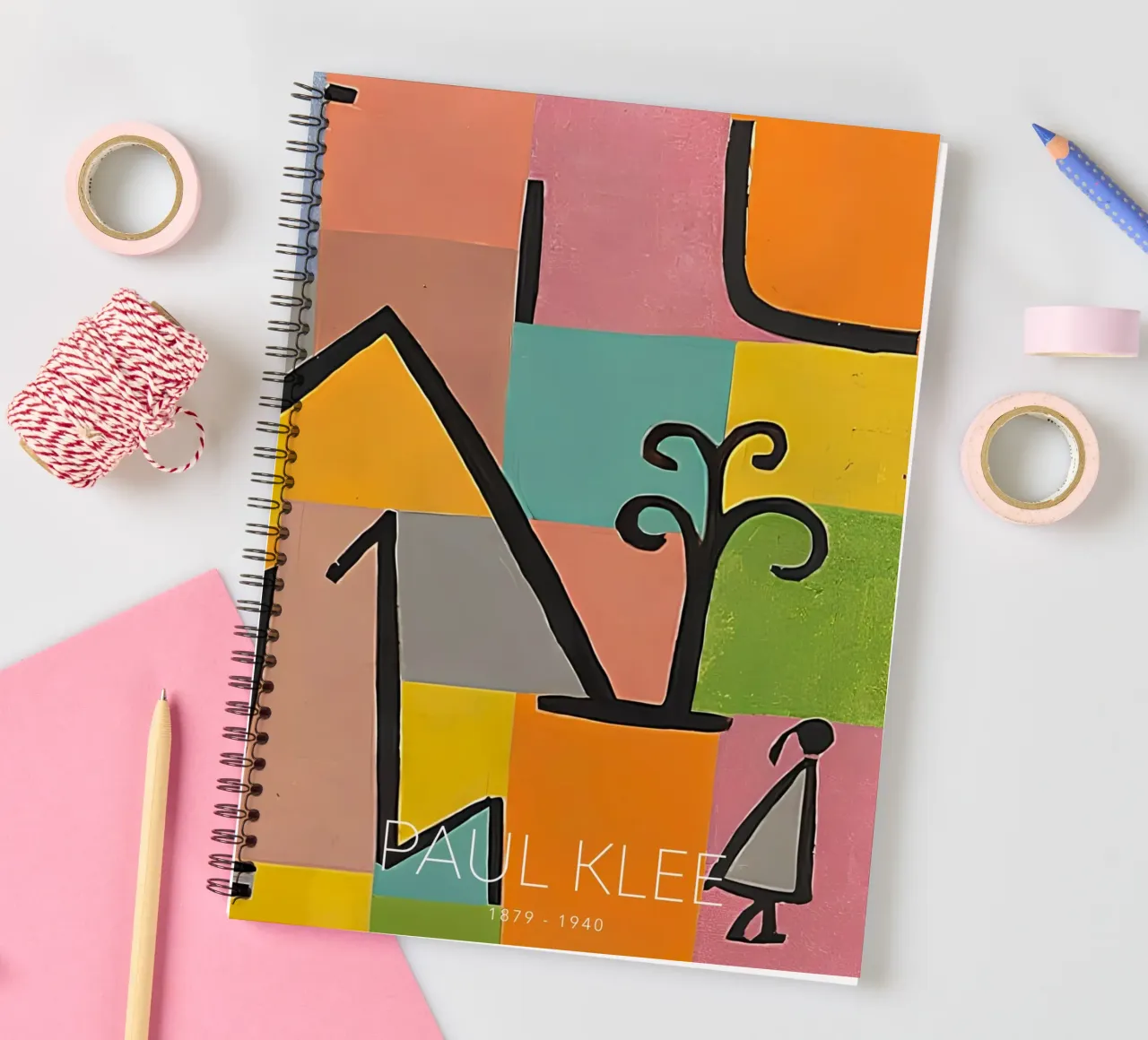 Paul Klee Abstract House Tree Figure - Bauhaus Art spiral notebook by NorwesClub