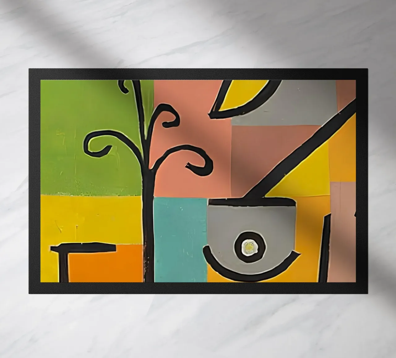 Paul Klee Abstract Forms - Bauhaus Color Grid Art doormat by NorwesClub