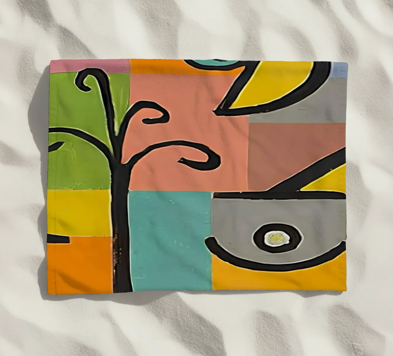 Paul Klee Abstract Forms - Bauhaus Color Grid Art beach towel by NorwesClub