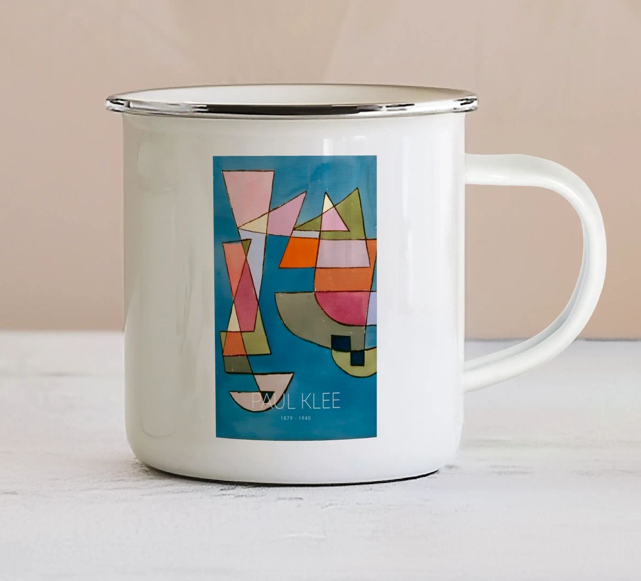 Paul Klee Sailing Boats - Abstract Bauhaus Print enamel mug by NorwesClub
