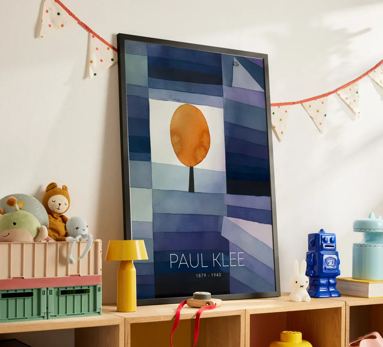 Paul Klee Círculo Naranja - Impresión Abstracta Bauhaus poster con marco de madera de NorwesClub