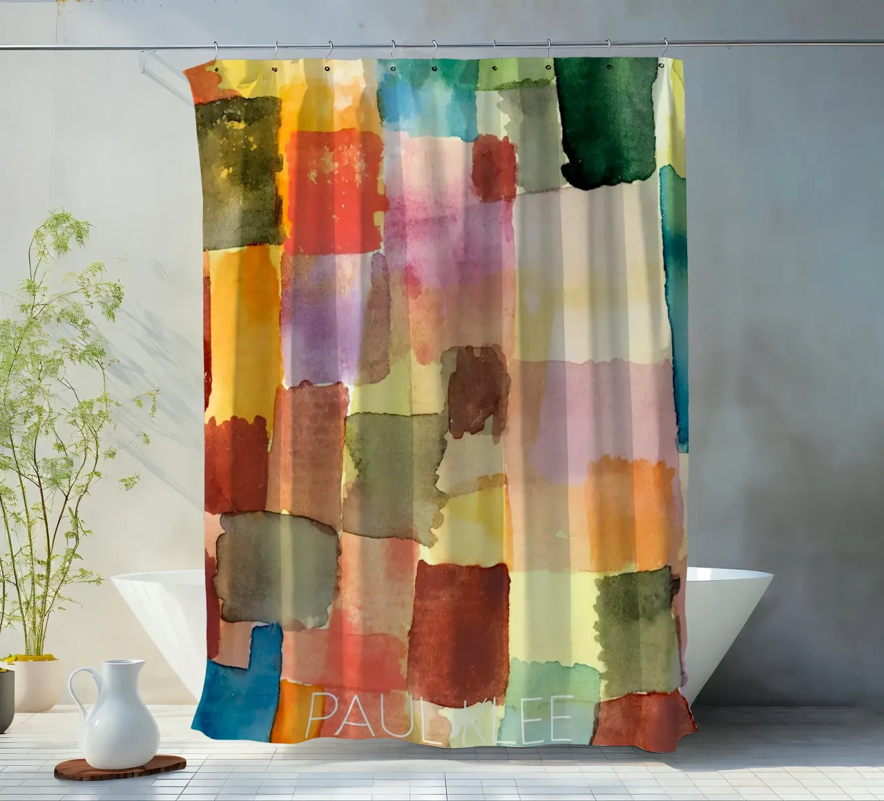 Paul Klee Color Grid 1914 - Abstract Art Print shower curtain by NorwesClub