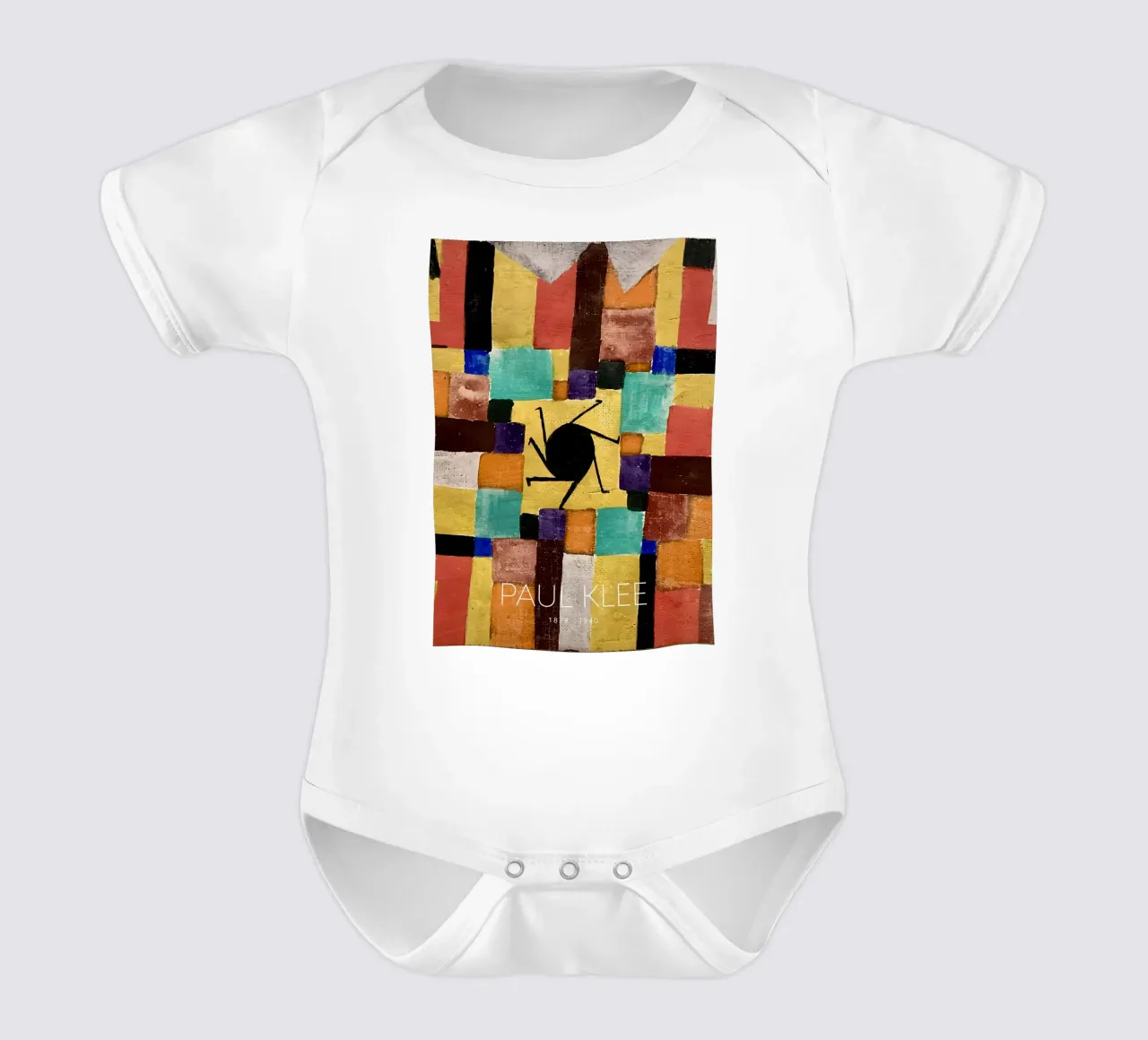 Paul Klee Abstract Swirl - Bauhaus Color Grid short-sleeve baby romper by NorwesClub