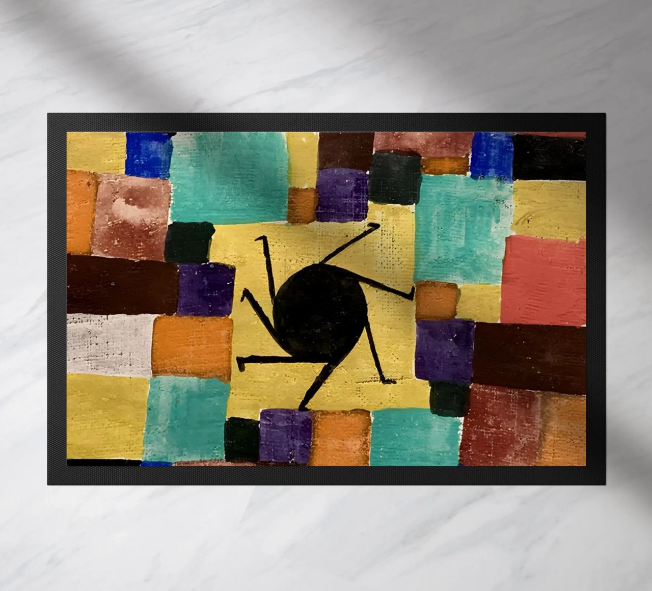 Paul Klee Abstract Swirl - Bauhaus Color Grid doormat by NorwesClub