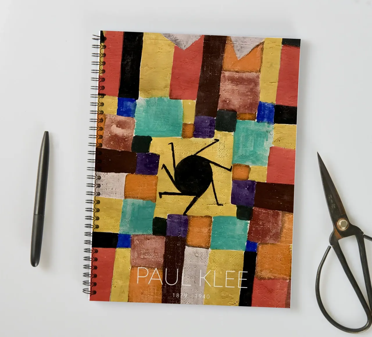 Paul Klee Abstract Swirl - Bauhaus Color Grid spiral notebook by NorwesClub
