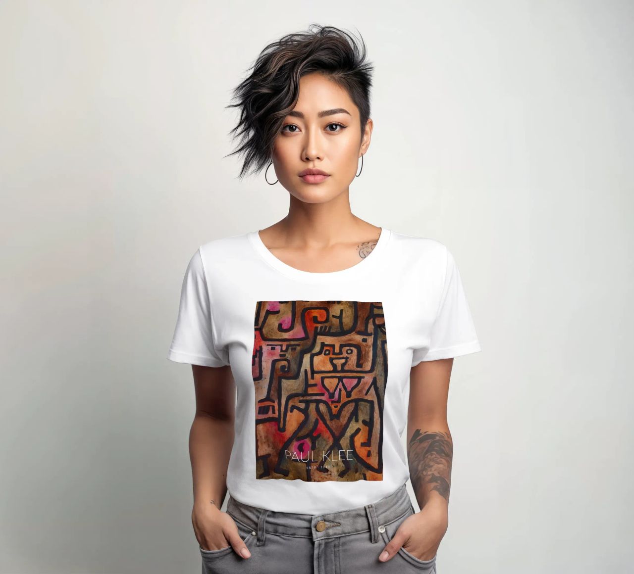 Paul Klee Interlocking Forms - Abstract Bauhaus women's fitted t-shirt by NorwesClub