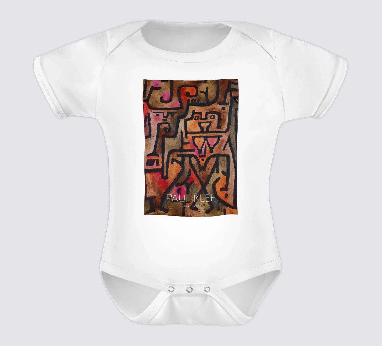 Paul Klee Interlocking Forms - Abstract Bauhaus short-sleeve baby romper by NorwesClub