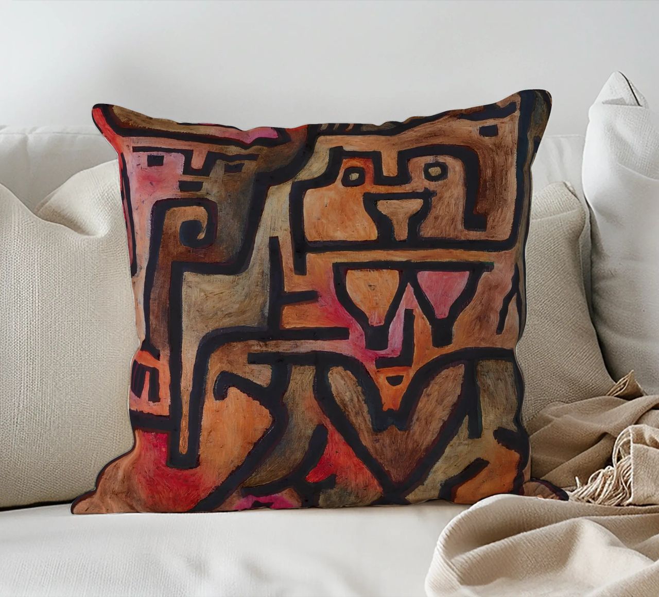 Paul Klee Interlocking Forms - Abstract Bauhaus decorative cushion by NorwesClub