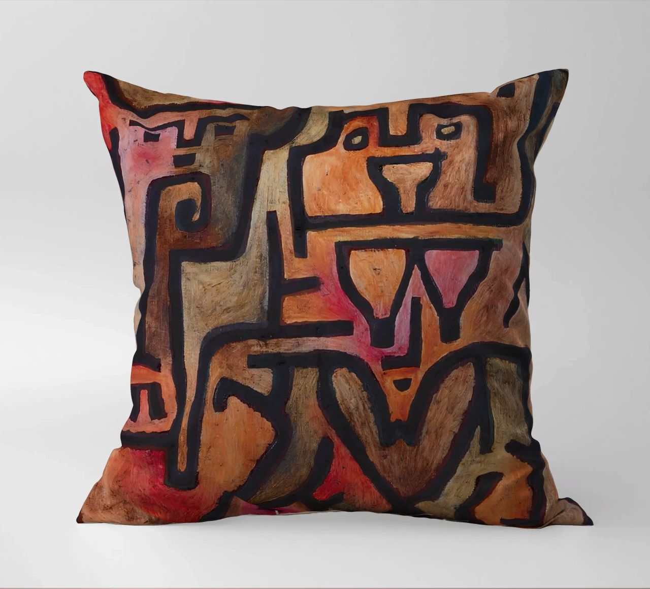 Paul Klee Interlocking Forms - Abstract Bauhaus decorative cushion by NorwesClub