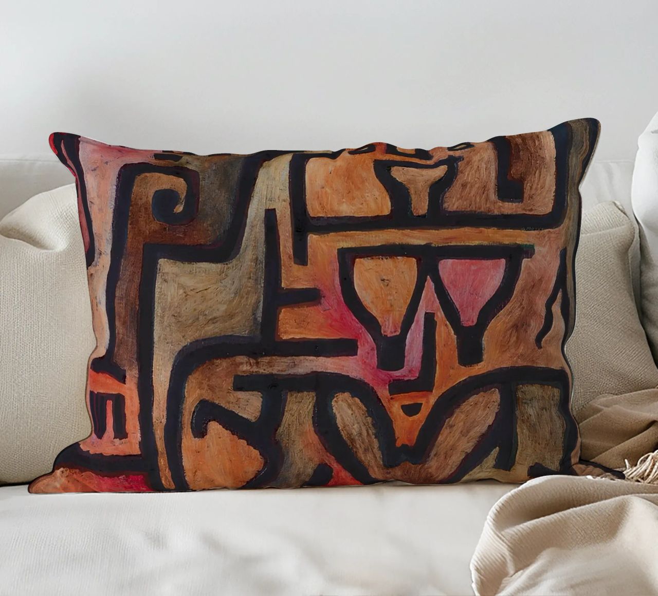 Paul Klee Interlocking Forms - Abstract Bauhaus decorative cushion by NorwesClub