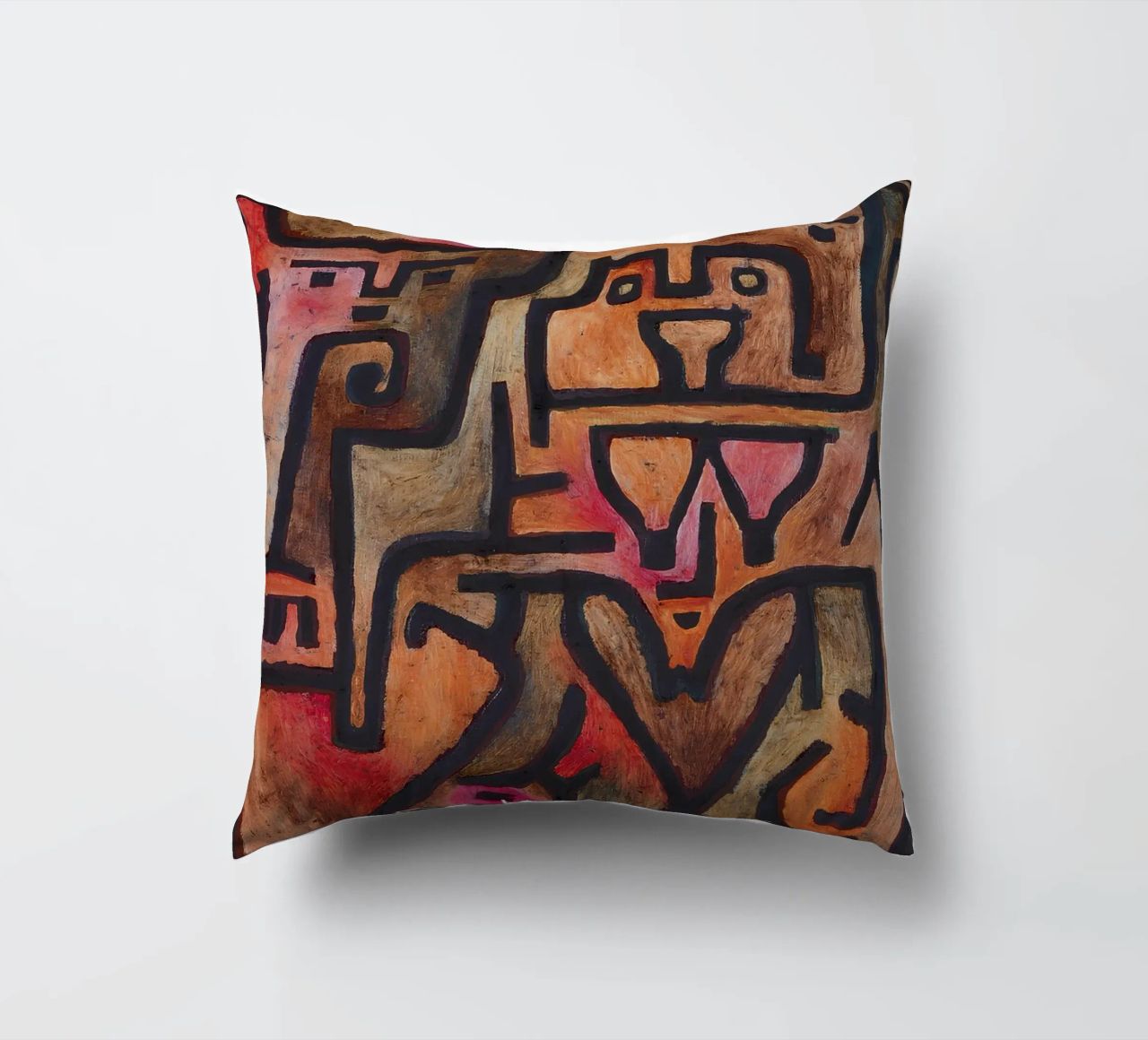 Paul Klee Interlocking Forms - Abstract Bauhaus decorative cushion by NorwesClub