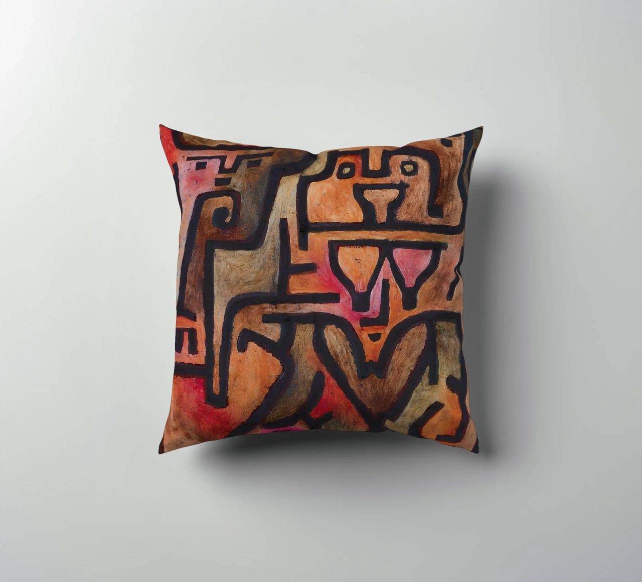 Paul Klee Interlocking Forms - Abstract Bauhaus decorative cushion by NorwesClub