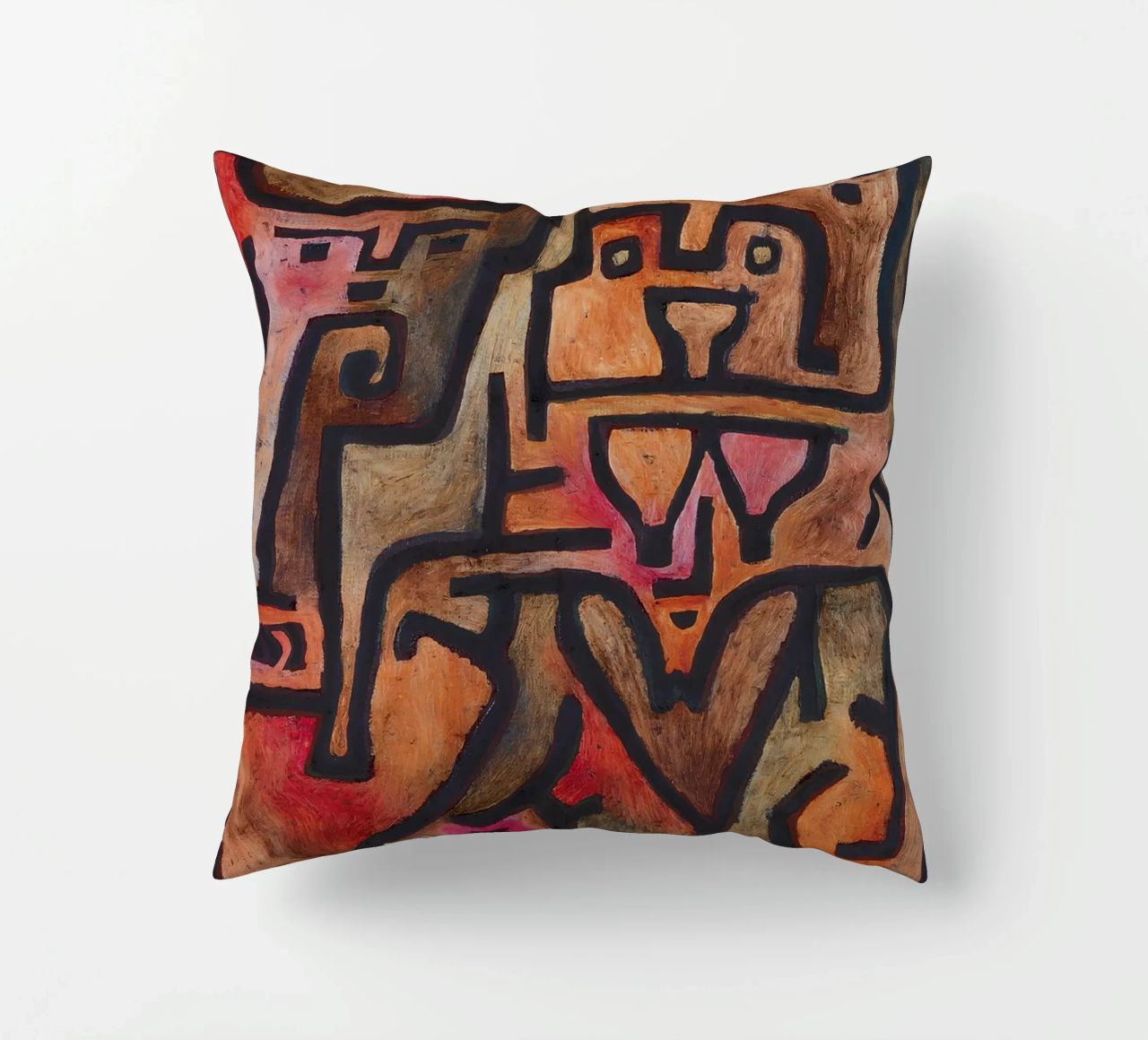 Paul Klee Interlocking Forms - Abstract Bauhaus decorative cushion by NorwesClub