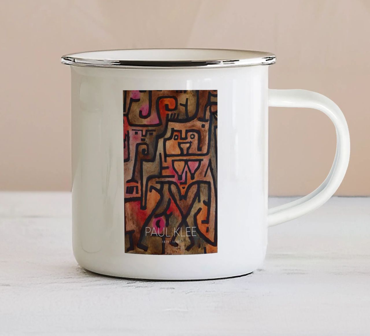 Paul Klee Interlocking Forms - Abstract Bauhaus enamel mug by NorwesClub