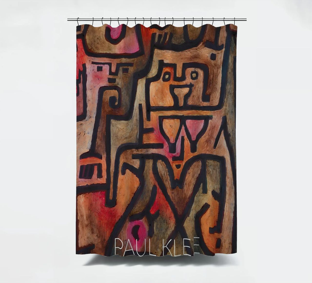 Paul Klee Interlocking Forms - Abstract Bauhaus shower curtain by NorwesClub