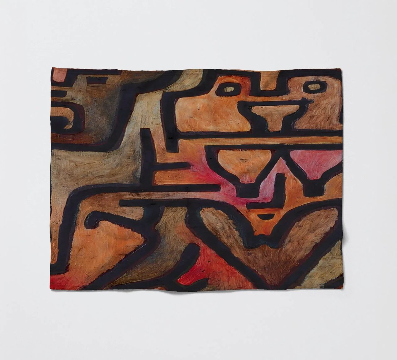 Paul Klee Interlocking Forms - Abstract Bauhaus fleece blanket by NorwesClub