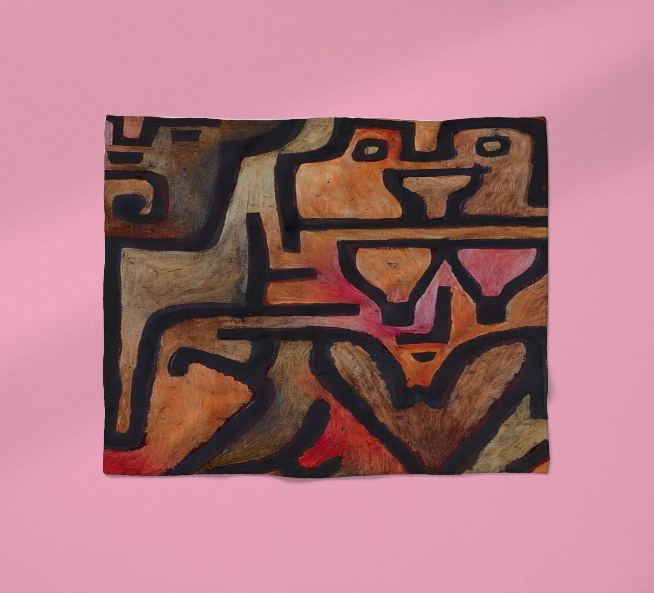 Paul Klee Interlocking Forms - Abstract Bauhaus fleece blanket by NorwesClub