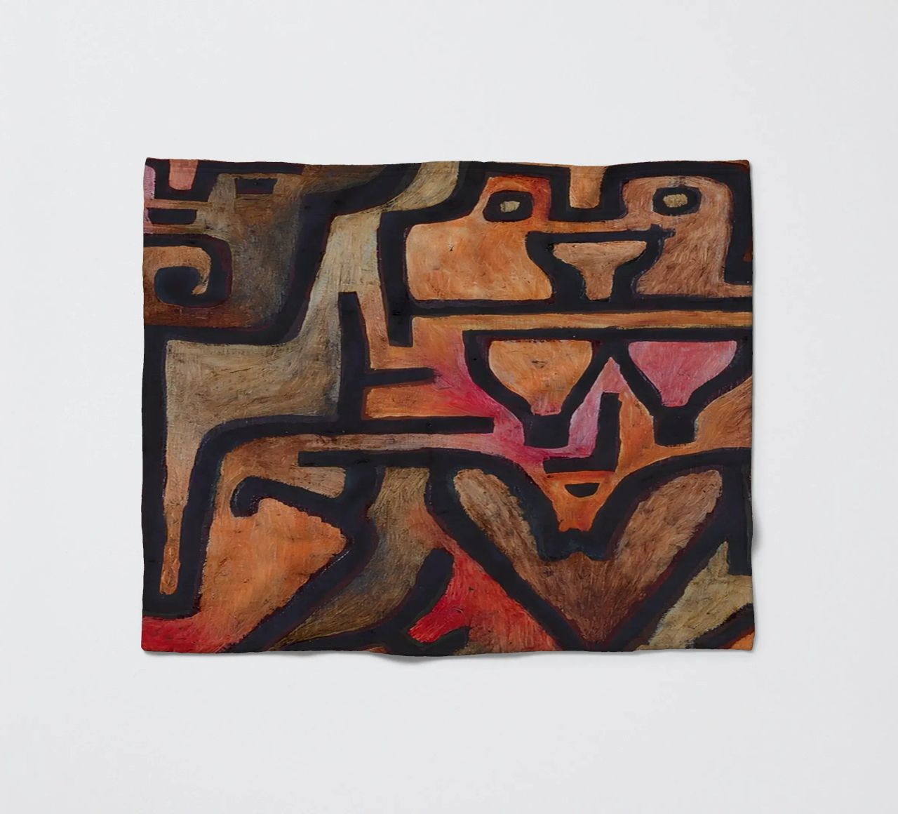 Paul Klee Interlocking Forms - Abstract Bauhaus fleece blanket by NorwesClub