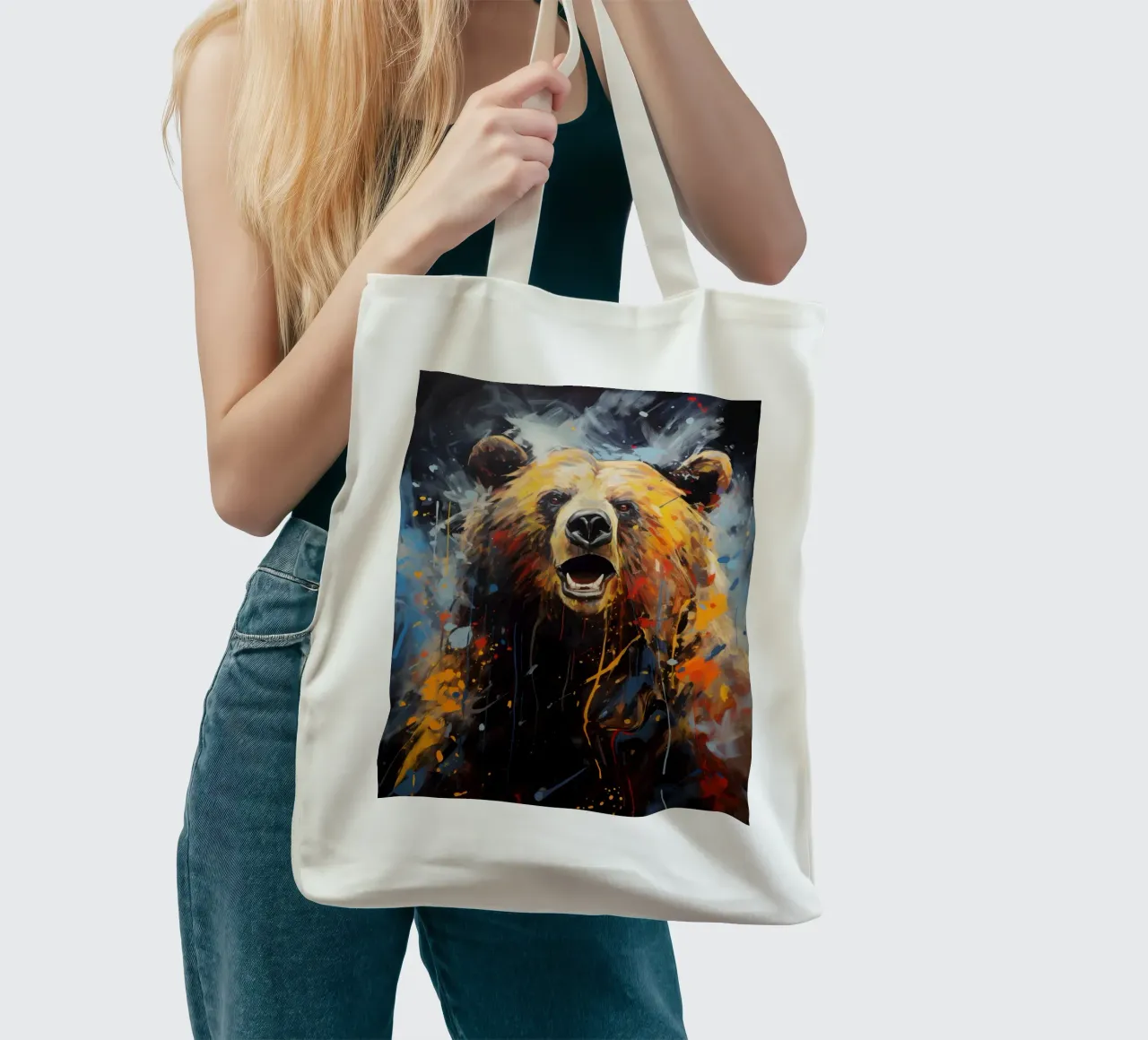Bear Abstract 3 borsa in juta da Mateo