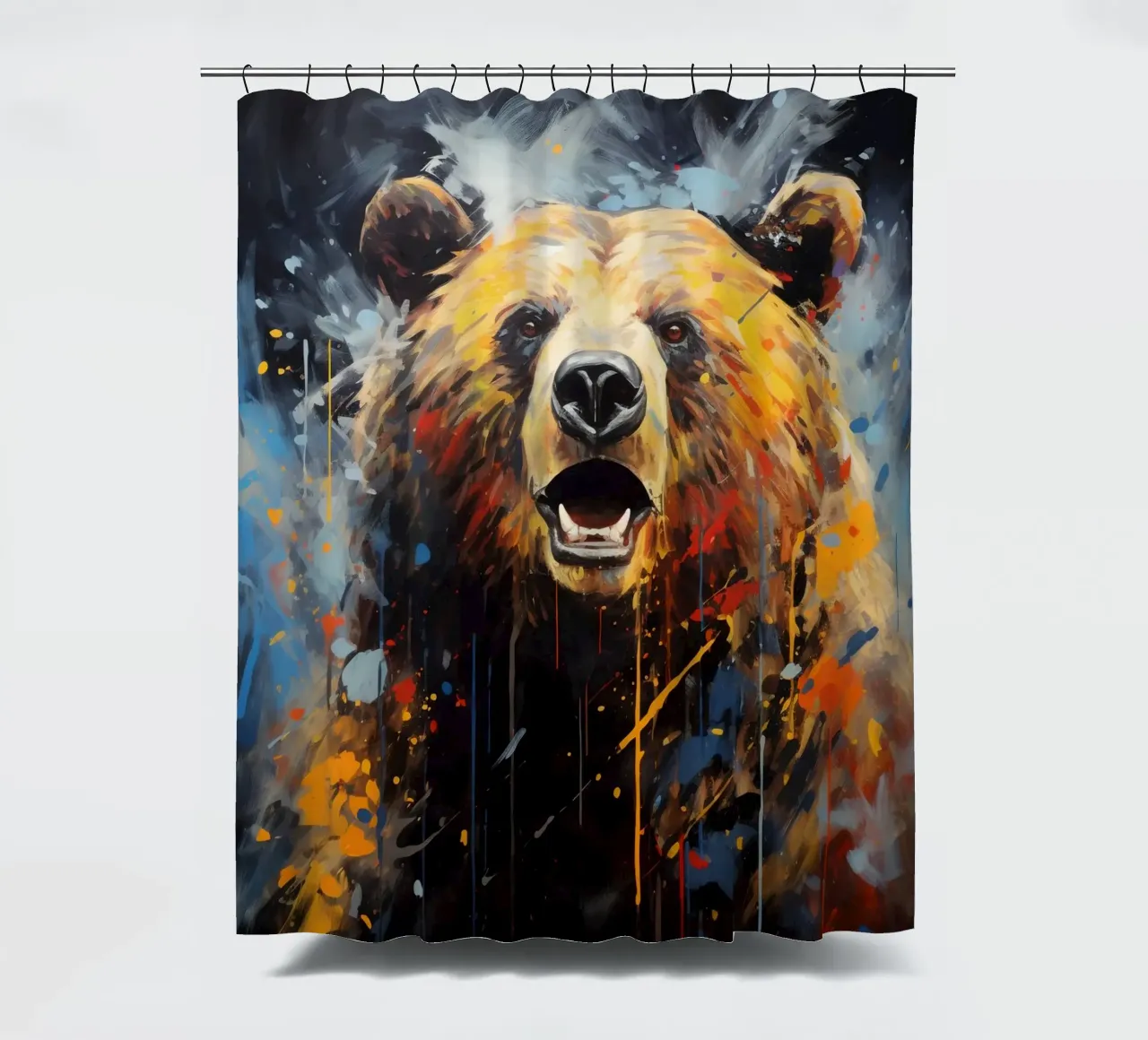 Bear Abstract 3 shower curtain by Mateo