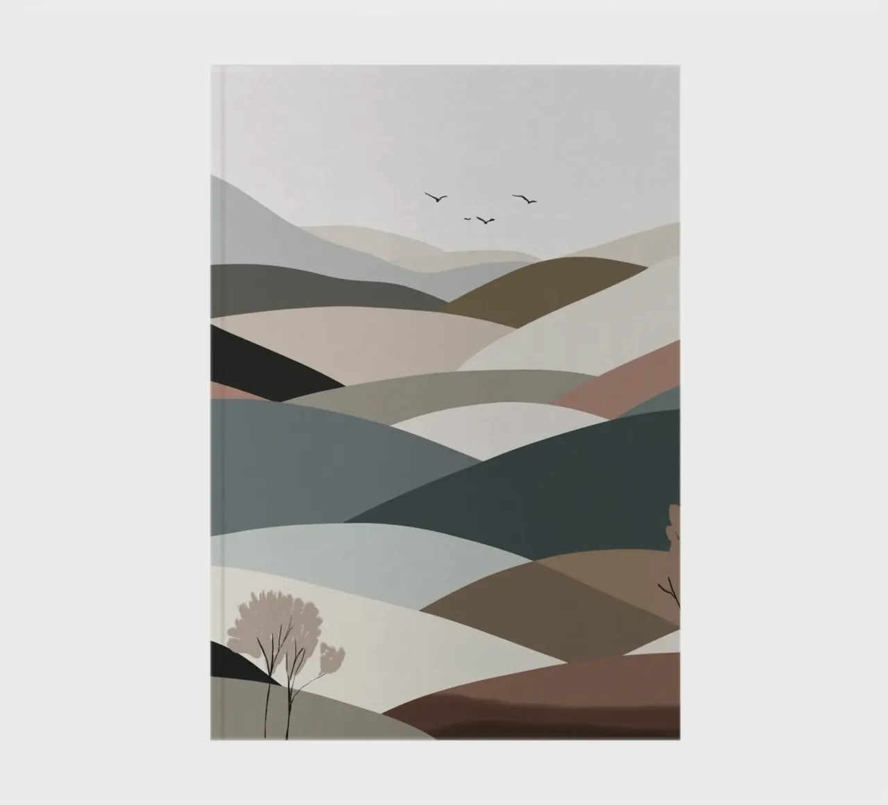 Scandinavian muted color mountain range 03 notebook by Little Dean
