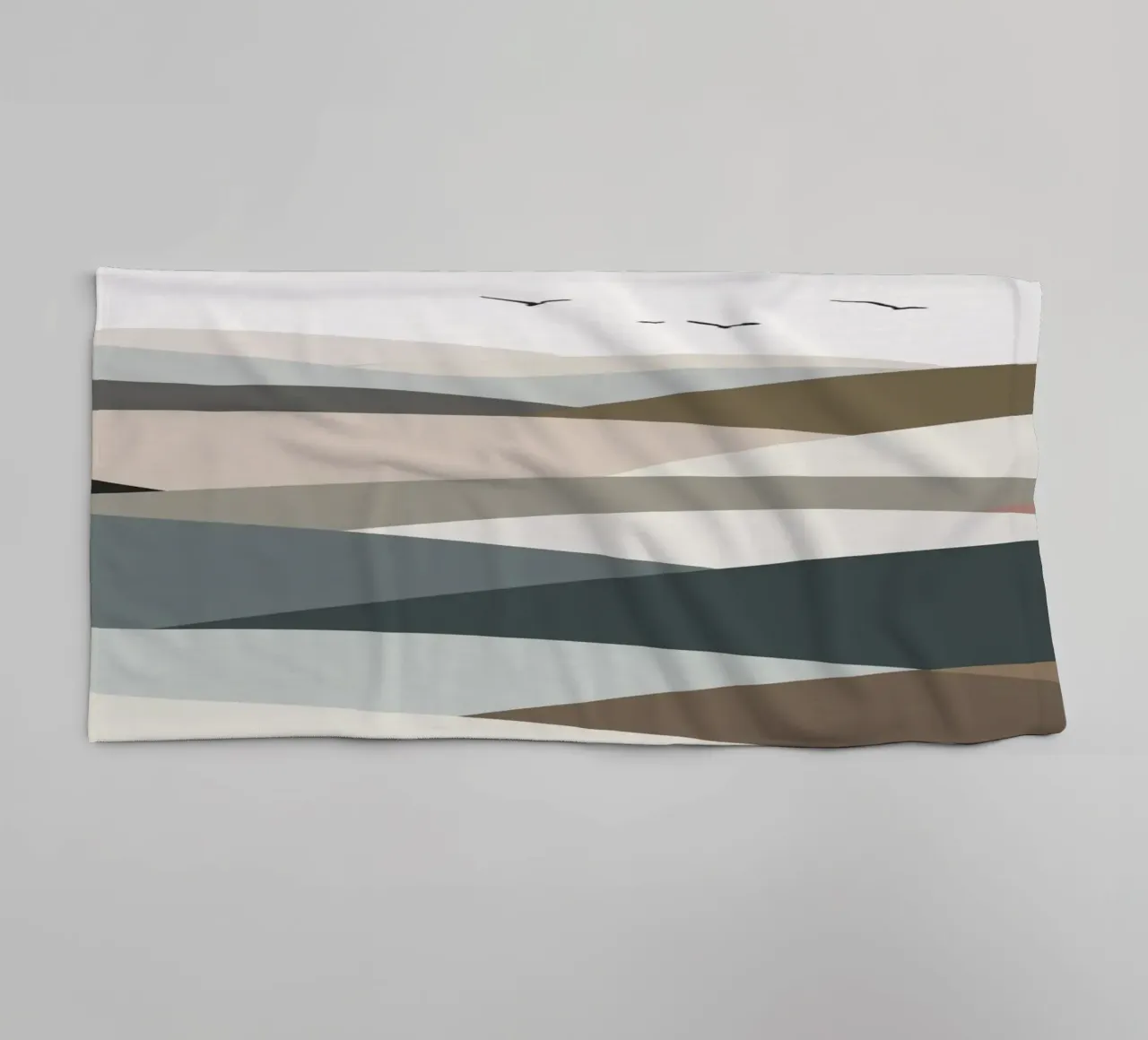 Scandinavian muted color mountain range 03 towel by Little Dean