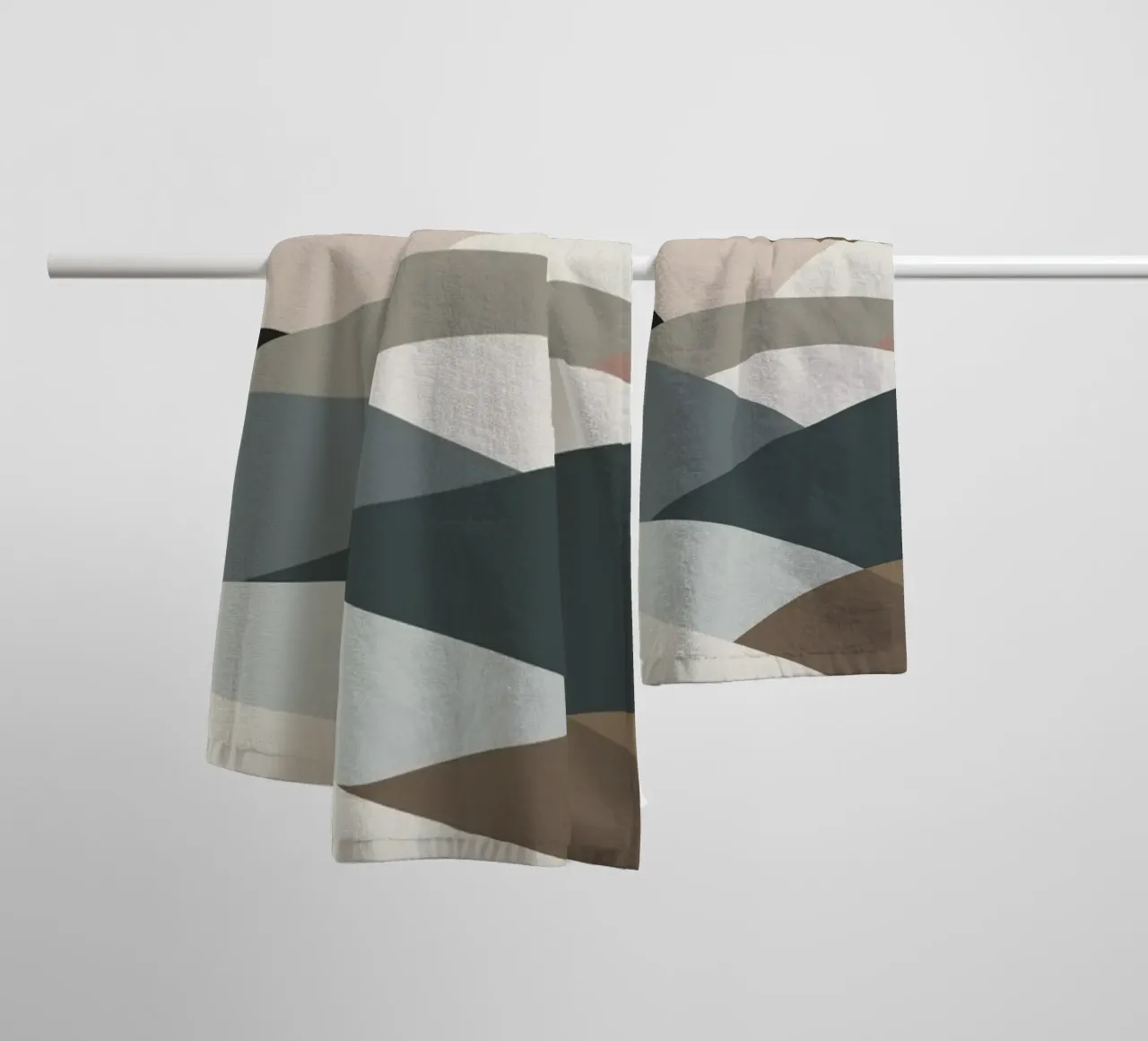 Scandinavian muted color mountain range 03 towel by Little Dean