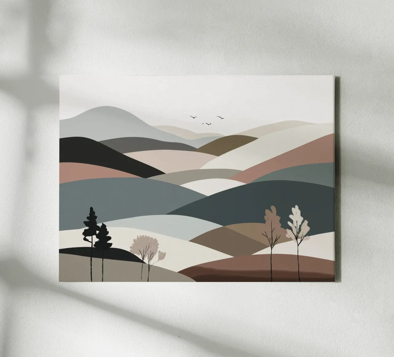 Scandinavian muted color mountain range 03 canvas with Floater frame by Little Dean
