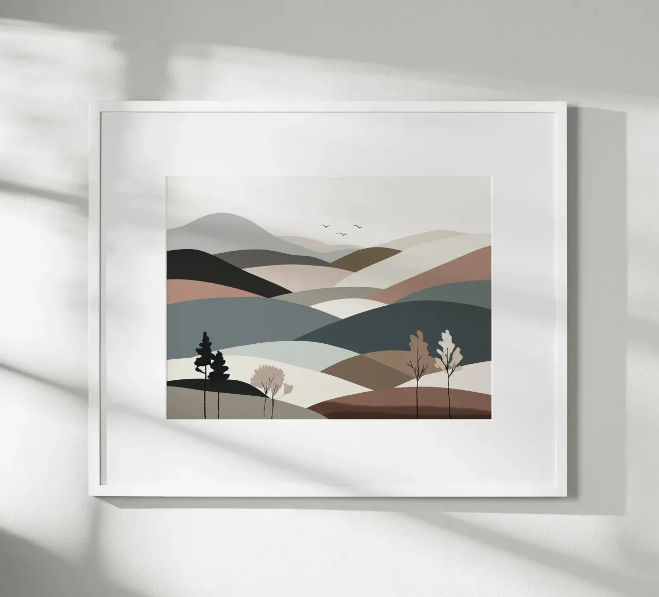 Scandinavian muted color mountain range 03 poster by Little Dean