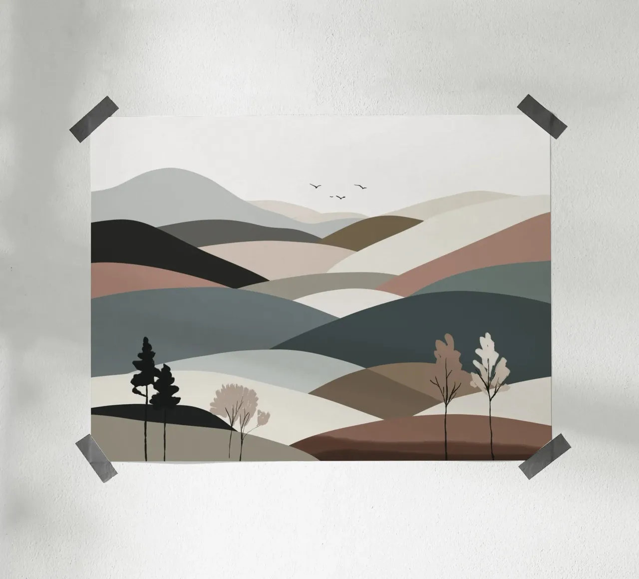 Scandinavian muted color mountain range 03 poster by Little Dean