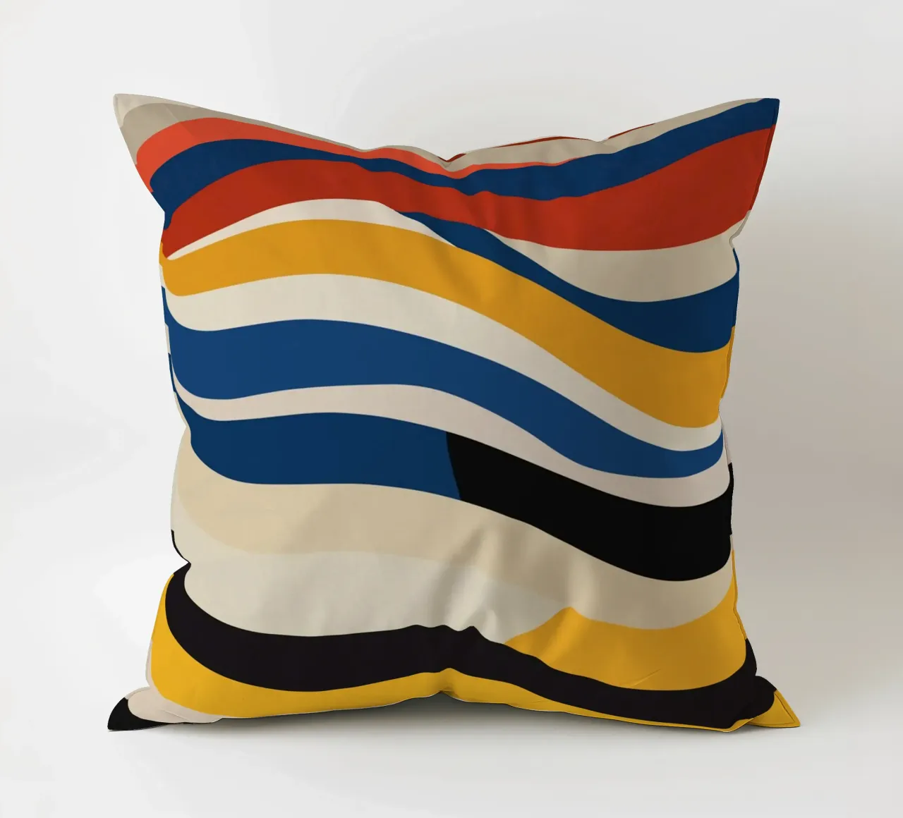 Striscia ondulata bauhaus tricolore cuscino da Little Dean