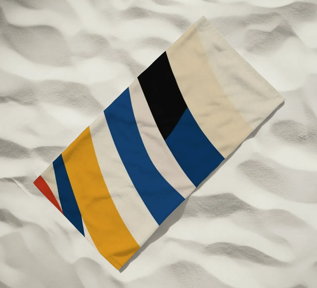 Striscia ondulata bauhaus tricolore telo mare da Little Dean